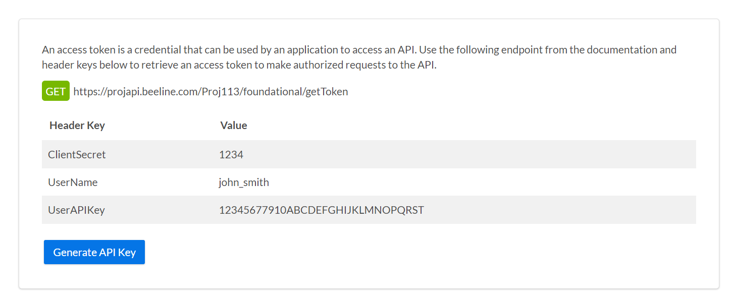 Beeline Integrations Portal getToken Headers in CWS test environment